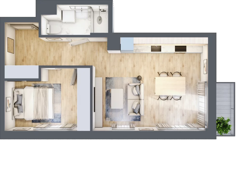 2 pokoje, mieszkanie 46,17 m², piętro 2, oferta nr O23, Miasto Ogród 6, Ożarów Mazowiecki, ul. Widok