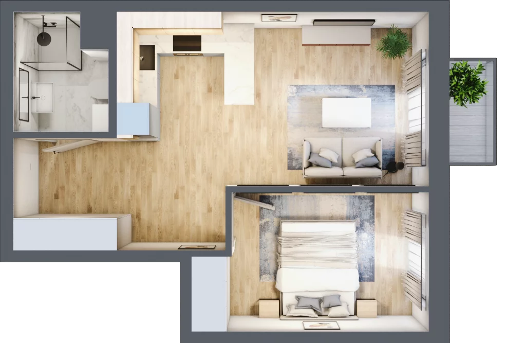2 pokoje, mieszkanie 40,96 m², piętro 3, oferta nr O32, Miasto Ogród 6, Ożarów Mazowiecki, ul. Widok