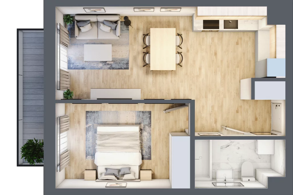 2 pokoje, mieszkanie 44,47 m², piętro 3, oferta nr O36, Miasto Ogród 6, Ożarów Mazowiecki, ul. Widok