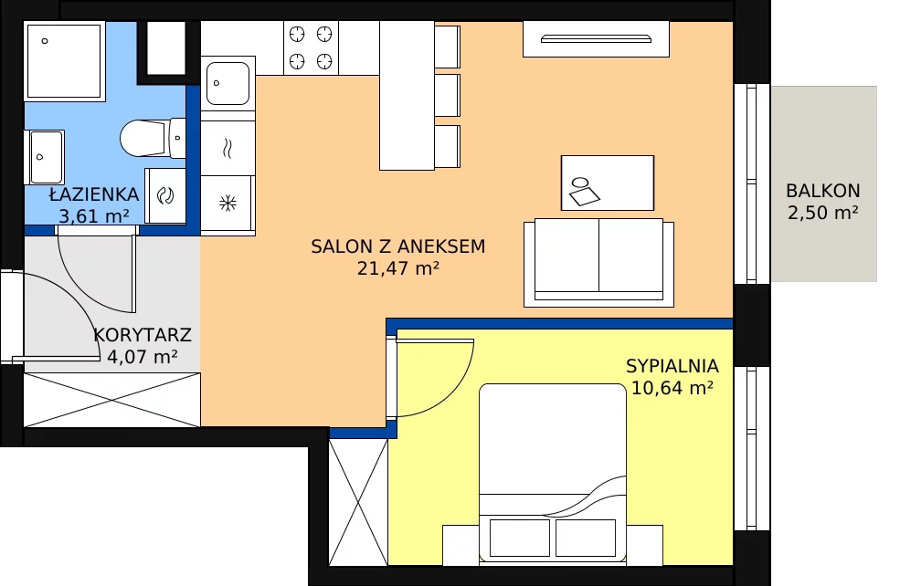 Zalety mieszkania 40.95 m², S32