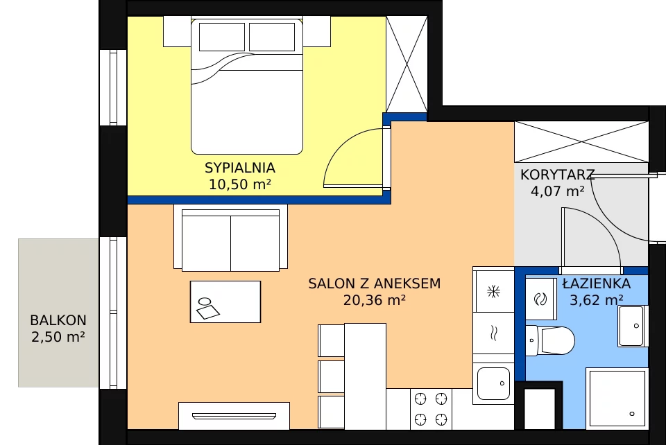 Zalety mieszkania 39.69 m², S37