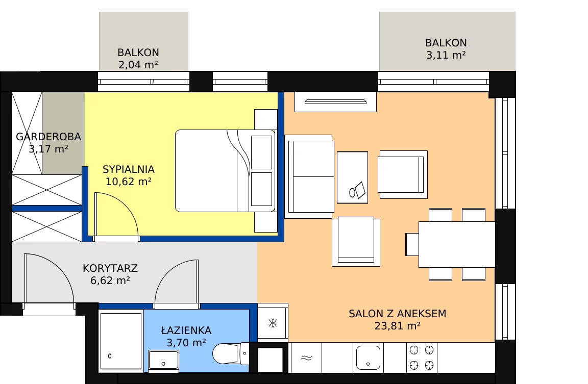 Zalety mieszkania 49.54 m², S39