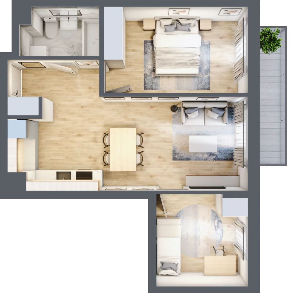3 pokoje, mieszkanie 54,34 m², piętro 2, oferta nr S30, Miasto Ogród 6, Ożarów Mazowiecki, ul. Widok