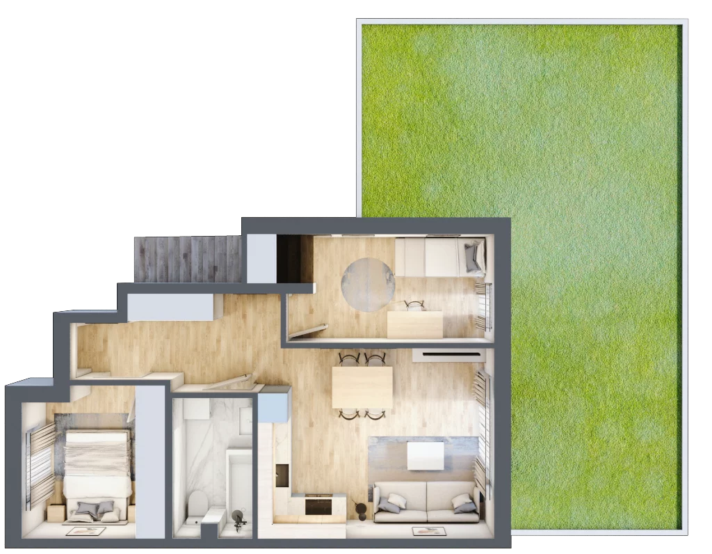 3 pokoje, mieszkanie 51,15 m², parter, oferta nr 49, Boska Ksawerowska, Łódź, Górna, ul. Pabianicka