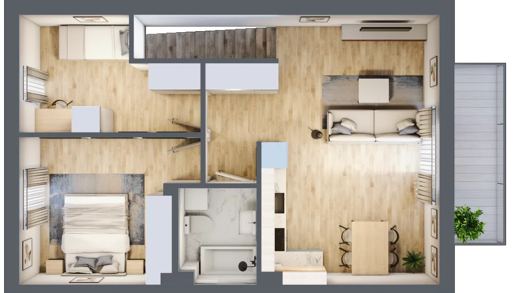 3 pokoje, mieszkanie 61,95 m², piętro 1, oferta nr 50, Boska Ksawerowska, Łódź, Górna, ul. Pabianicka
