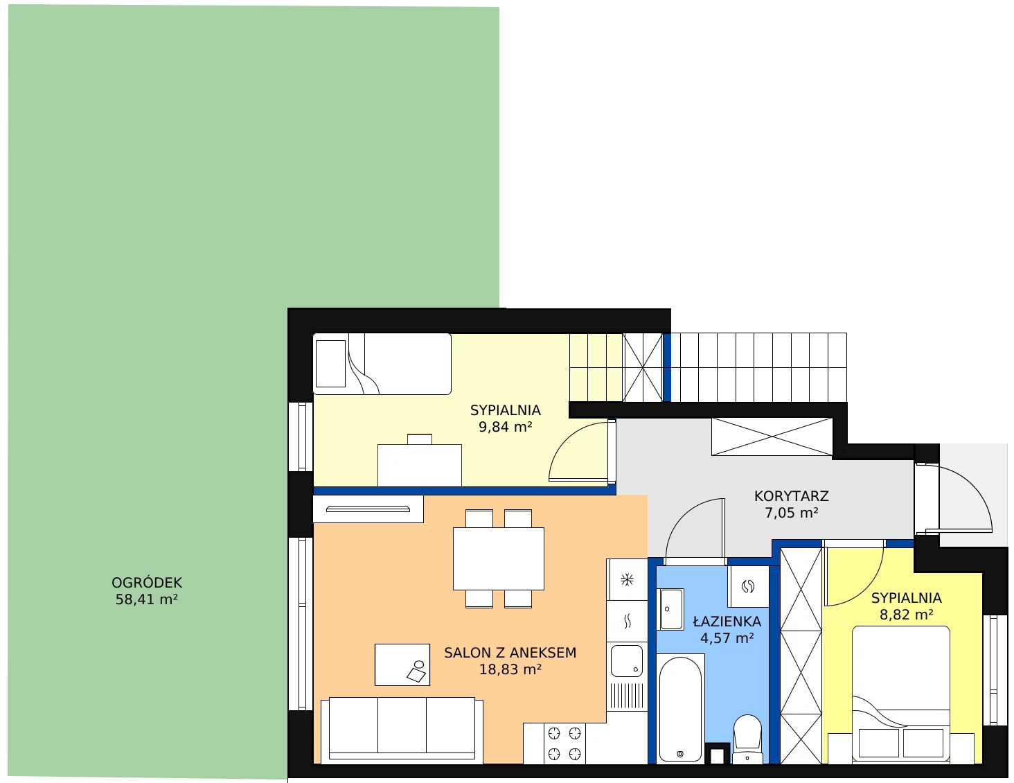 Zalety mieszkania 51.15 m², 53