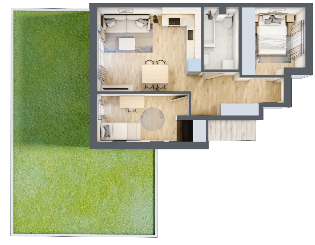3 pokoje, mieszkanie 51,15 m², parter, oferta nr 55, Boska Ksawerowska, Łódź, Górna, ul. Pabianicka