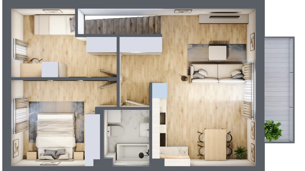 3 pokoje, mieszkanie 61,95 m², piętro 1, oferta nr 58, Boska Ksawerowska, Łódź, Górna, ul. Pabianicka