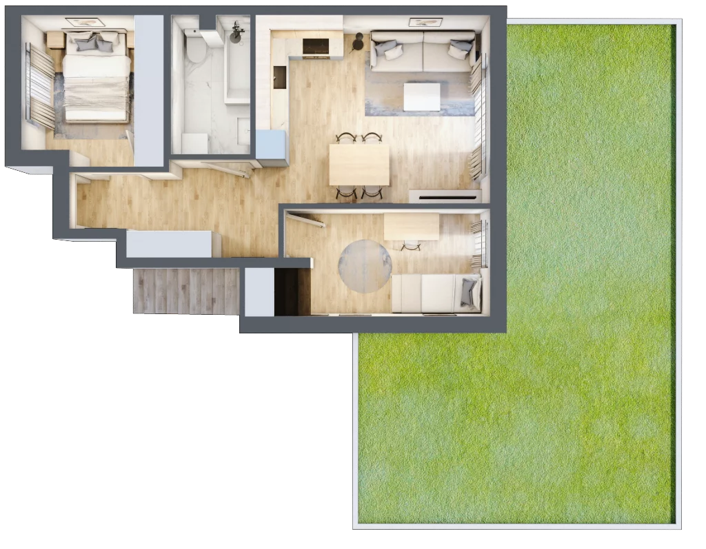 3 pokoje, mieszkanie 51,15 m², parter, oferta nr 59, Boska Ksawerowska, Łódź, Górna, ul. Pabianicka