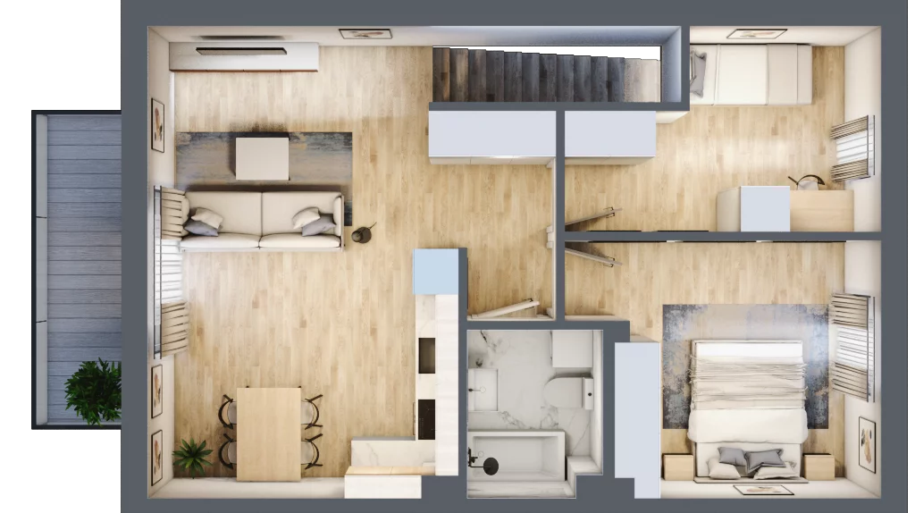 3 pokoje, mieszkanie 61,95 m², piętro 1, oferta nr 62, Boska Ksawerowska, Łódź, Górna, ul. Pabianicka