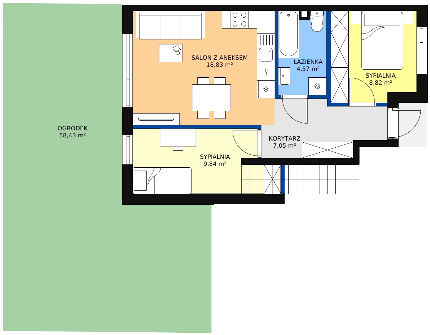 Zalety mieszkania 51.15 m², 63