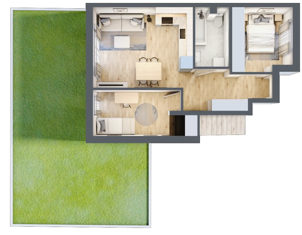 3 pokoje, mieszkanie 51,15 m², parter, oferta nr 63, Boska Ksawerowska, Łódź, Górna, ul. Pabianicka
