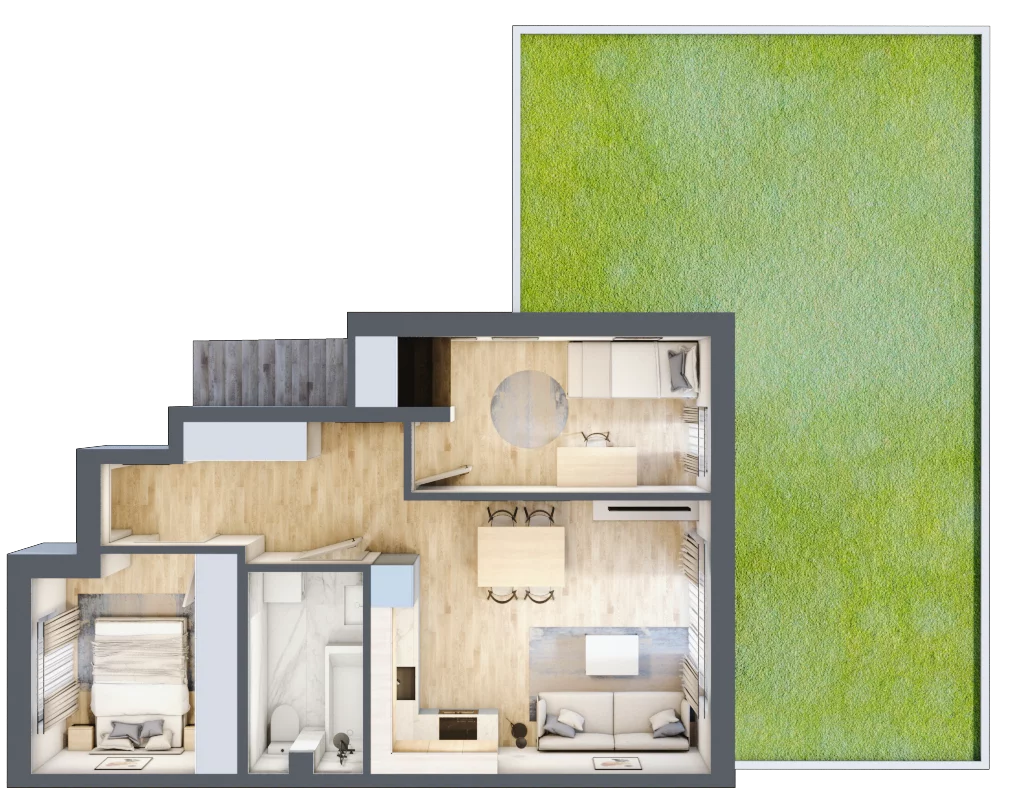 3 pokoje, mieszkanie 51,15 m², parter, oferta nr 65, Boska Ksawerowska, Łódź, Górna, ul. Pabianicka