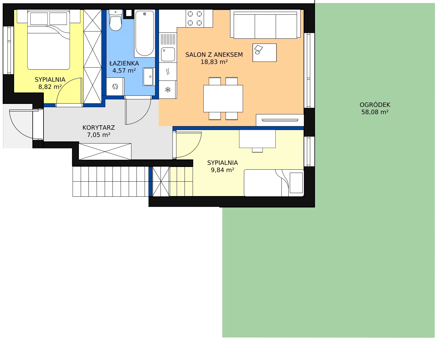 Zalety mieszkania 51.15 m², 67
