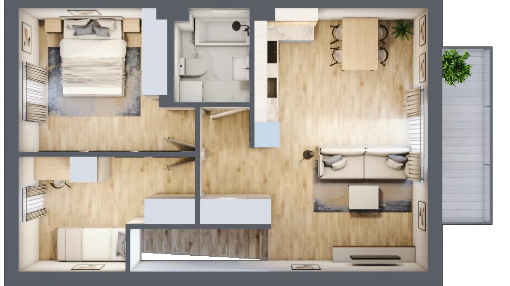 3 pokoje, mieszkanie 61,95 m², piętro 1, oferta nr 68, Boska Ksawerowska, Łódź, Górna, ul. Pabianicka