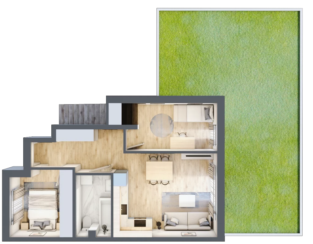 3 pokoje, mieszkanie 51,15 m², parter, oferta nr 73, Boska Ksawerowska, Łódź, Górna, ul. Pabianicka
