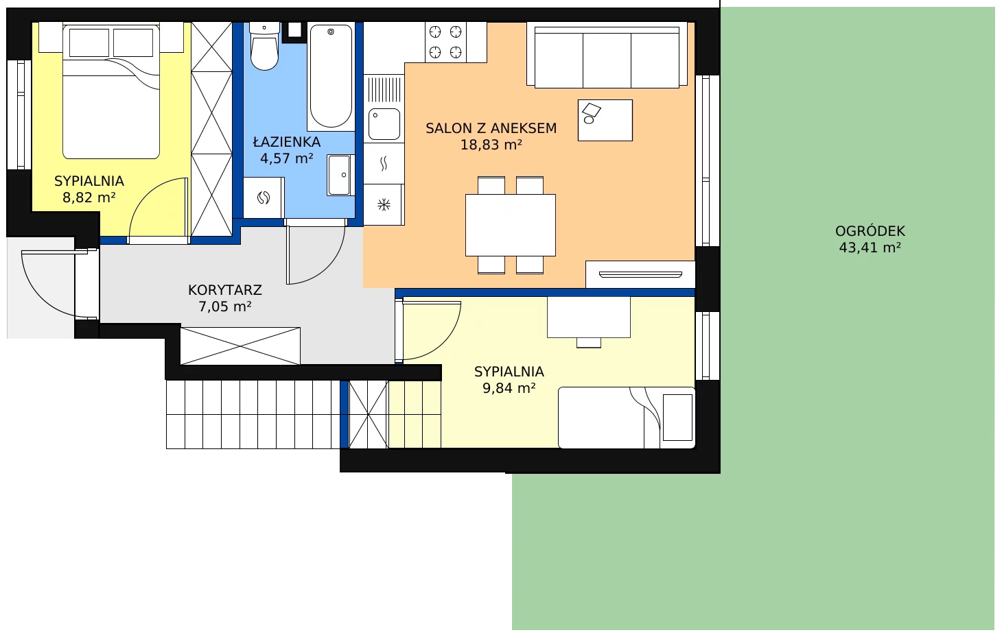 Zalety mieszkania 51.15 m², 75