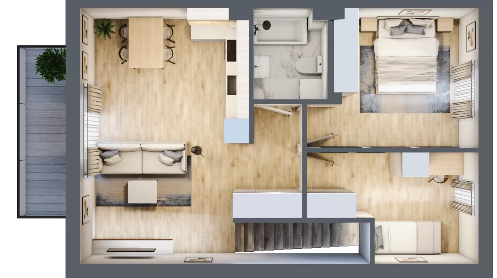 3 pokoje, mieszkanie 61,95 m², piętro 1, oferta nr 80, Boska Ksawerowska, Łódź, Górna, ul. Pabianicka