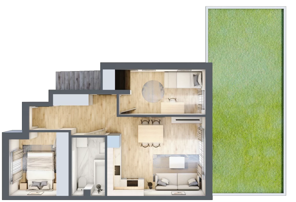 3 pokoje, mieszkanie 51,15 m², parter, oferta nr 17, Boska Ksawerowska, Łódź, Górna, ul. Pabianicka