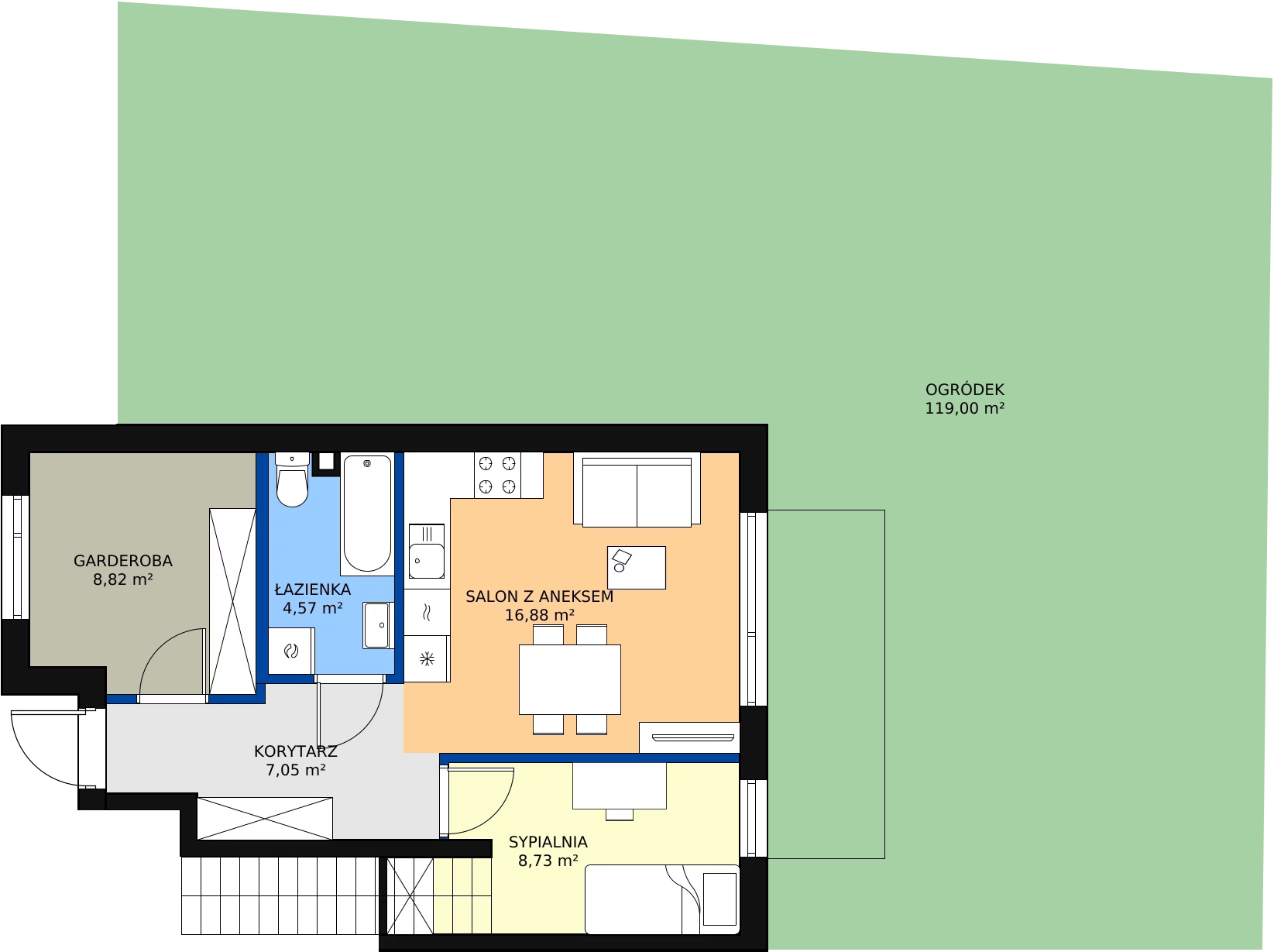 Zalety mieszkania 48.03 m², 1
