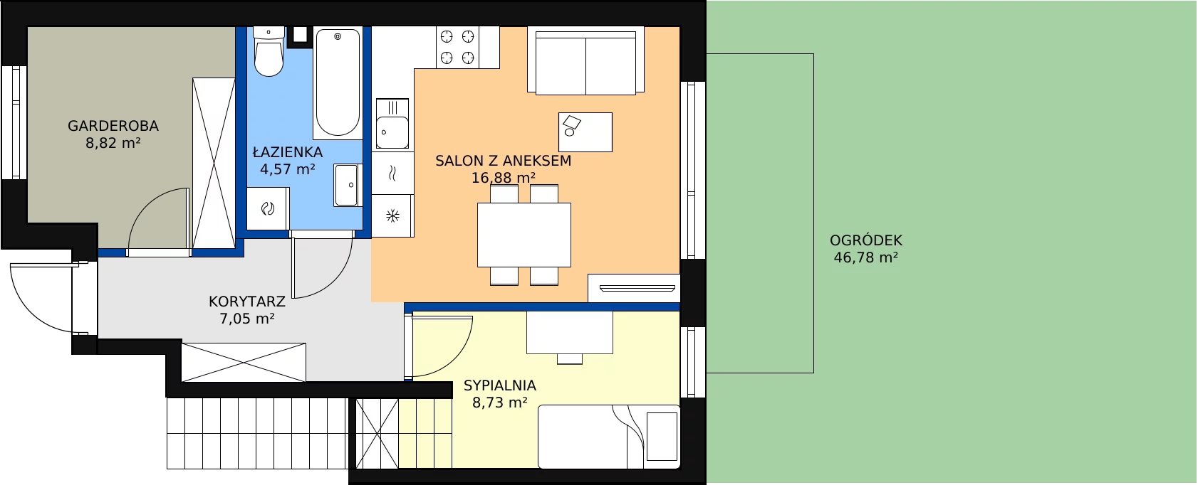 Zalety mieszkania 48.03 m², 55