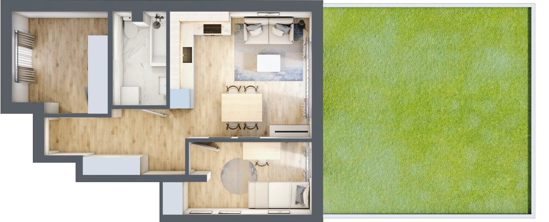 3 pokoje, mieszkanie 48,03 m², parter, oferta nr 55, Manufaktura Marki 2, Marki, ul. Stawowa