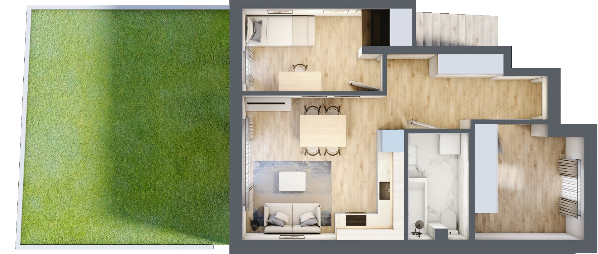 3 pokoje, mieszkanie 48,03 m², parter, oferta nr 65, Manufaktura Marki 2, Marki, ul. Stawowa