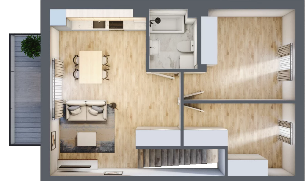 3 pokoje, mieszkanie 58,82 m², piętro 1, oferta nr 76, Manufaktura Marki 2, Marki, ul. Stawowa