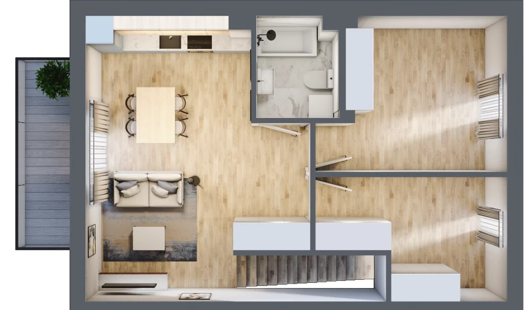 3 pokoje, mieszkanie 58,82 m², piętro 1, oferta nr 76, Manufaktura Marki 2, Marki, ul. Stawowa
