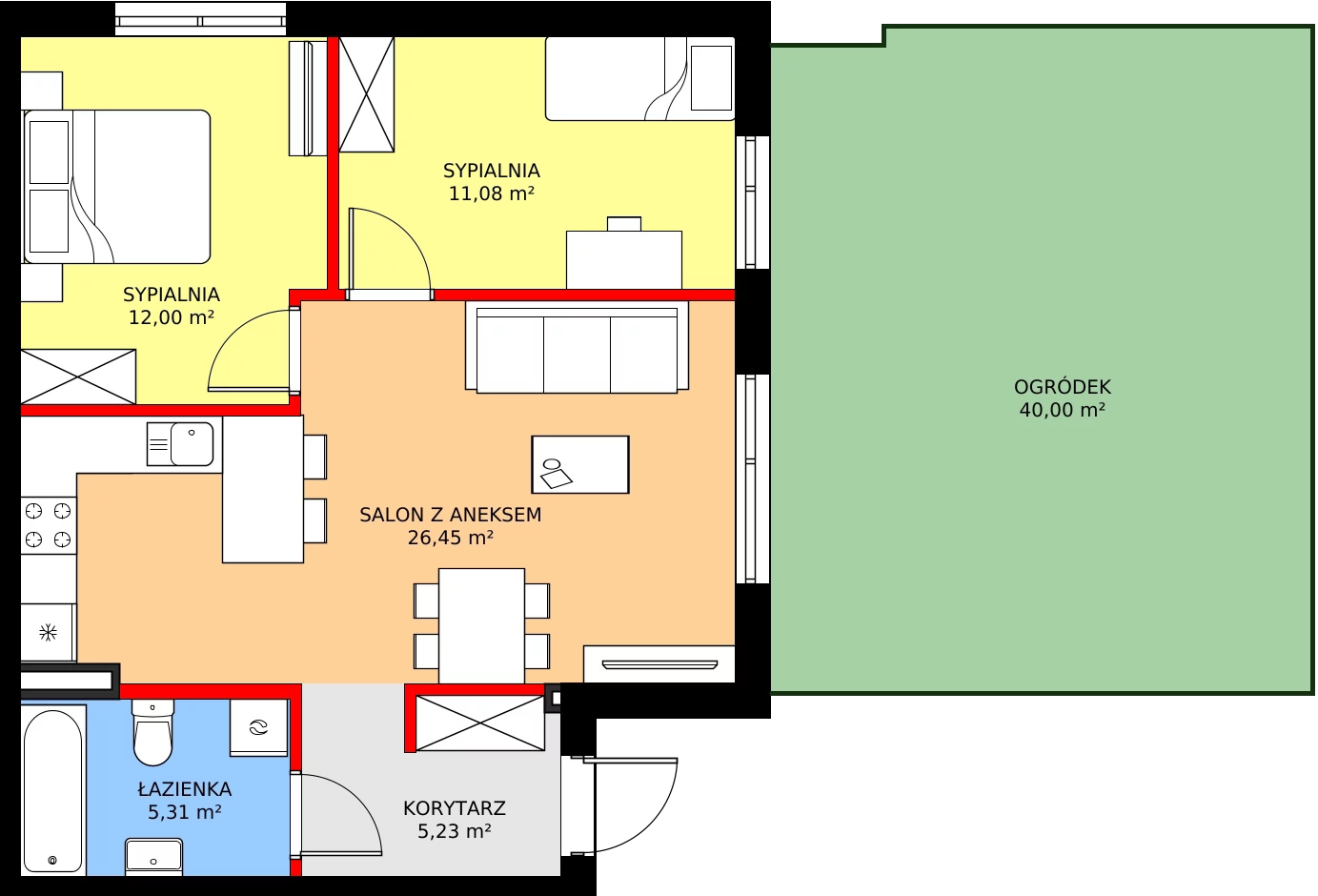 Zalety mieszkania 61.95 m², 46A
