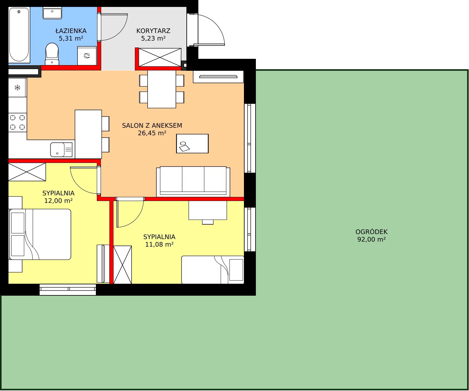 Zalety mieszkania 61.95 m², 40A