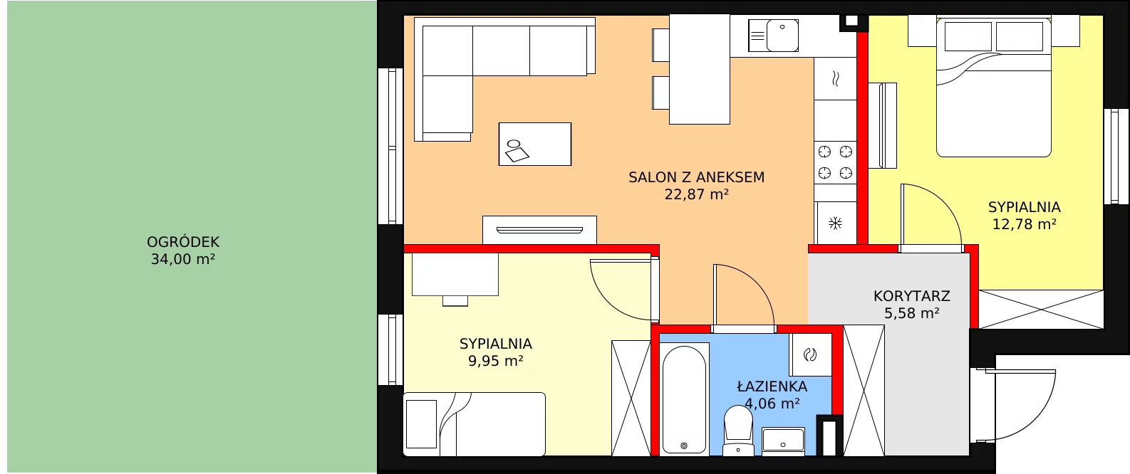 Mieszkanie 57,39 m², parter, oferta nr 4A, Osiedle Młodych, Janczewice, ul. Jedności