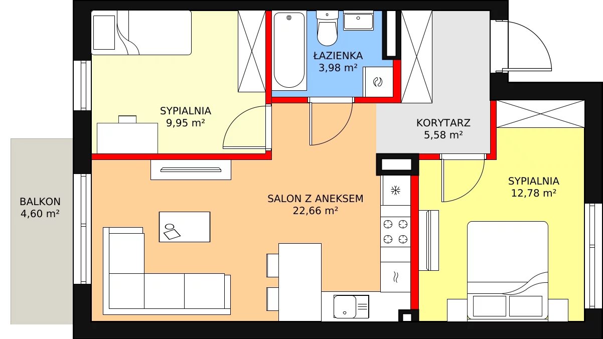 Mieszkanie 56,89 m², piętro 1, oferta nr 21B, Osiedle Młodych, Janczewice, ul. Jedności