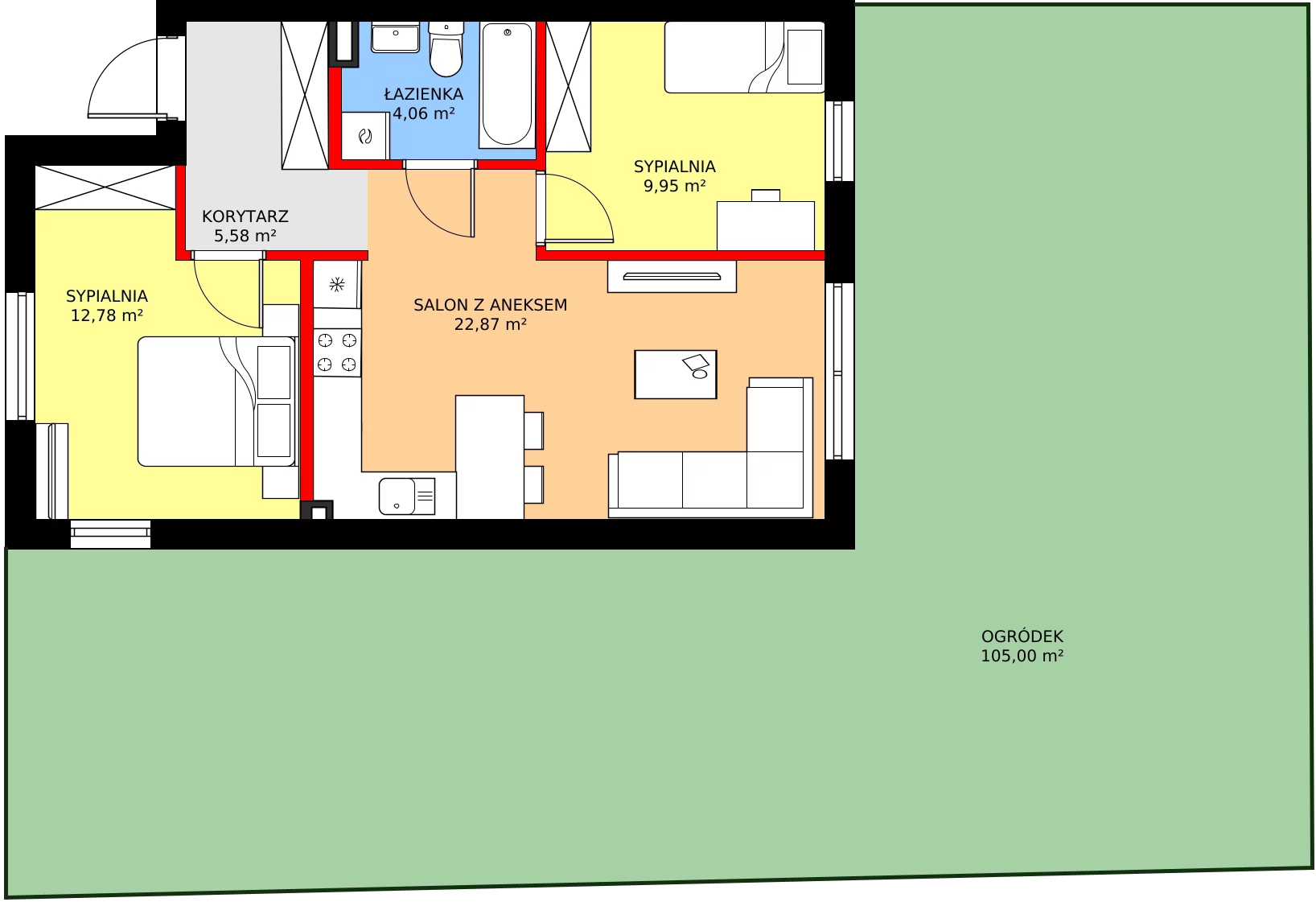 Zalety mieszkania 57.39 m², 94A