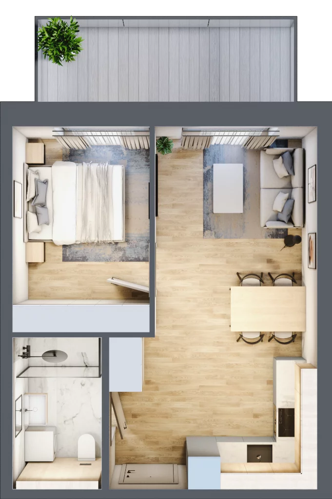2 pokoje, mieszkanie 35,55 m², piętro 4, oferta nr A.410, Perłowa Przystań Kołobrzeg Etap 2, Kołobrzeg, Osiedle Nr 7 Ogrody, Strefa Uzdrowiska, ul. Kołłątaja