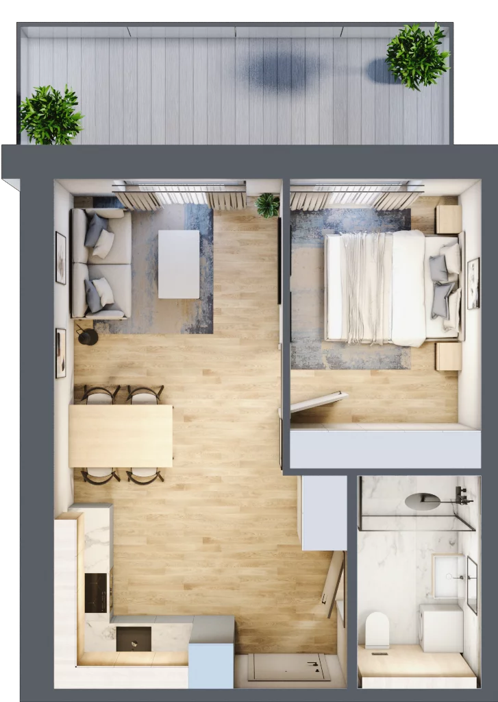 2 pokoje, mieszkanie 35,55 m², piętro 1, oferta nr A.109, Perłowa Przystań Kołobrzeg Etap 2, Kołobrzeg, Osiedle Nr 7 Ogrody, Strefa Uzdrowiska, ul. Kołłątaja