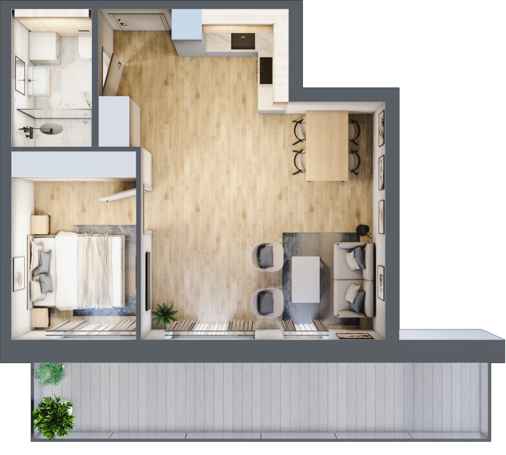 2 pokoje, apartament 44,69 m², piętro 3, oferta nr A.301, Perłowa Przystań Kołobrzeg Etap 2, Kołobrzeg, Osiedle Nr 7 Ogrody, Strefa Uzdrowiska, ul. Kołłątaja