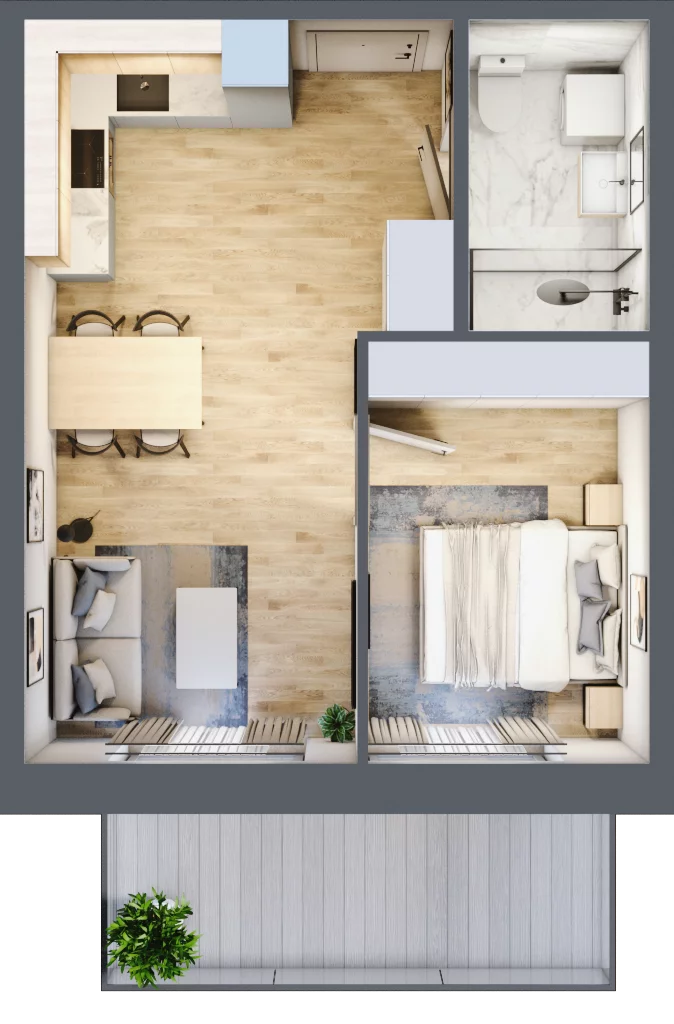 2 pokoje, mieszkanie 35,55 m², parter, oferta nr A.016, Perłowa Przystań Kołobrzeg Etap 2, Kołobrzeg, Osiedle Nr 7 Ogrody, Strefa Uzdrowiska, ul. Kołłątaja