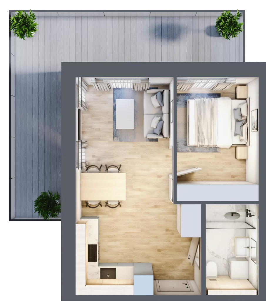 2 pokoje, apartament 35,55 m², piętro 2, oferta nr A.203, Perłowa Przystań Kołobrzeg Etap 2, Kołobrzeg, Osiedle Nr 7 Ogrody, Strefa Uzdrowiska, ul. Kołłątaja