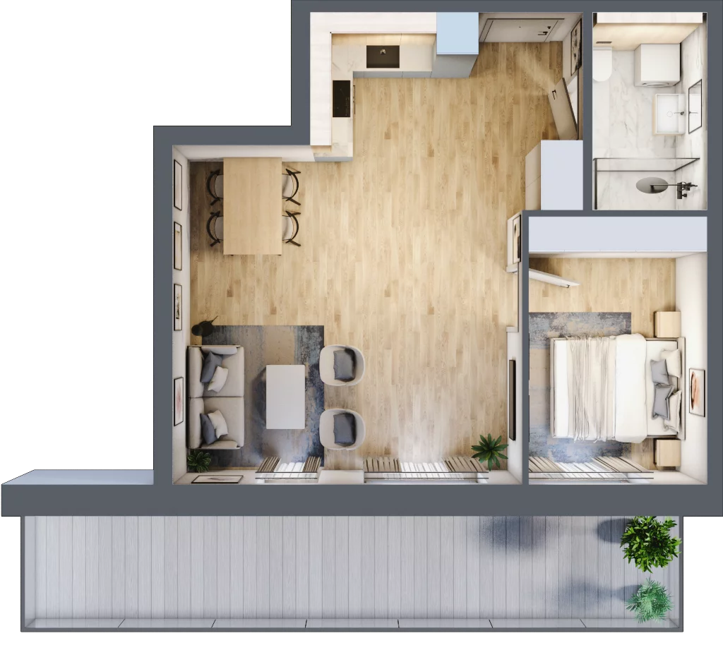 2 pokoje, mieszkanie 44,66 m², piętro 1, oferta nr A.116, Perłowa Przystań Kołobrzeg Etap 2, Kołobrzeg, Osiedle Nr 7 Ogrody, Strefa Uzdrowiska, ul. Kołłątaja