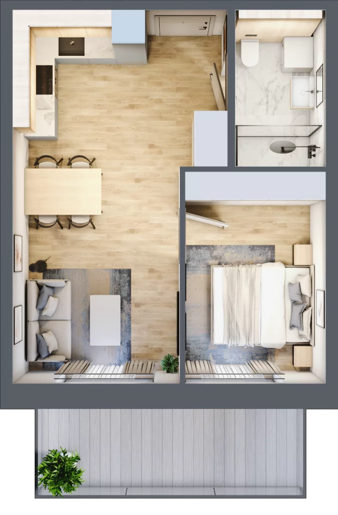 2 pokoje, mieszkanie 35,55 m², piętro 3, oferta nr A.319, Perłowa Przystań Kołobrzeg Etap 2, Kołobrzeg, Osiedle Nr 7 Ogrody, Strefa Uzdrowiska, ul. Kołłątaja