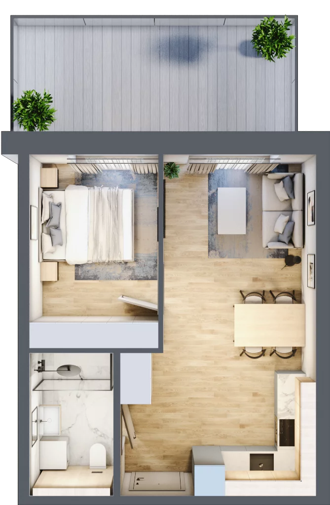 2 pokoje, mieszkanie 35,55 m², parter, oferta nr A.010, Perłowa Przystań Kołobrzeg Etap 2, Kołobrzeg, Osiedle Nr 7 Ogrody, Strefa Uzdrowiska, ul. Kołłątaja