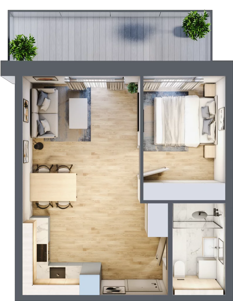 2 pokoje, mieszkanie 39,51 m², piętro 4, oferta nr A.405, Perłowa Przystań Kołobrzeg Etap 2, Kołobrzeg, Osiedle Nr 7 Ogrody, Strefa Uzdrowiska, ul. Kołłątaja