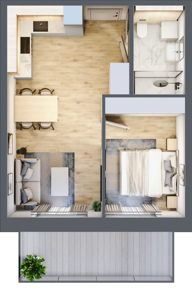 2 pokoje, mieszkanie 35,55 m², piętro 4, oferta nr A.421, Perłowa Przystań Kołobrzeg Etap 2, Kołobrzeg, Osiedle Nr 7 Ogrody, Strefa Uzdrowiska, ul. Kołłątaja