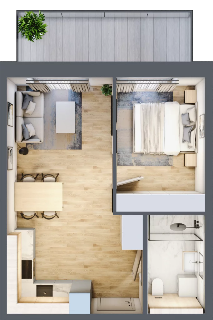 2 pokoje, mieszkanie 35,55 m², parter, oferta nr A.003, Perłowa Przystań Kołobrzeg Etap 2, Kołobrzeg, Osiedle Nr 7 Ogrody, Strefa Uzdrowiska, ul. Kołłątaja