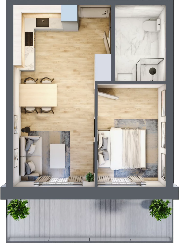 2 pokoje, mieszkanie 35,57 m², piętro 2, oferta nr A.217, Perłowa Przystań Kołobrzeg Etap 2, Kołobrzeg, Osiedle Nr 7 Ogrody, Strefa Uzdrowiska, ul. Kołłątaja