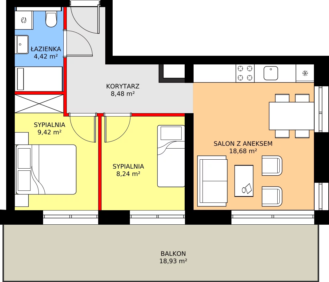 Zalety apartamentu 49.24 m², A.015