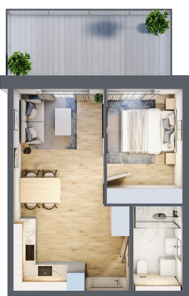 2 pokoje, mieszkanie 35,55 m², parter, oferta nr A.007, Perłowa Przystań Kołobrzeg Etap 2, Kołobrzeg, Osiedle Nr 7 Ogrody, Strefa Uzdrowiska, ul. Kołłątaja