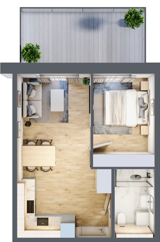 2 pokoje, mieszkanie 35,55 m², parter, oferta nr A.012, Perłowa Przystań Kołobrzeg Etap 2, Kołobrzeg, Osiedle Nr 7 Ogrody, Strefa Uzdrowiska, ul. Kołłątaja