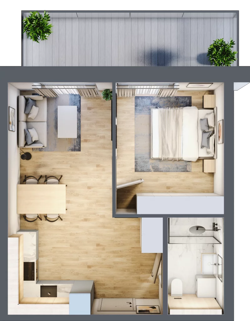 2 pokoje, mieszkanie 39,45 m², piętro 3, oferta nr A.311, Perłowa Przystań Kołobrzeg Etap 2, Kołobrzeg, Osiedle Nr 7 Ogrody, Strefa Uzdrowiska, ul. Kołłątaja